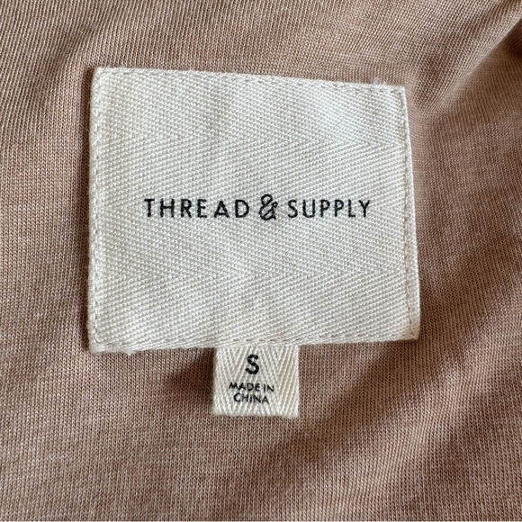 THREAD & SUPPLY Shirt Jacket Shacket S Camel Flannel Jersey Lined Button Front - Picture 2 of 15
